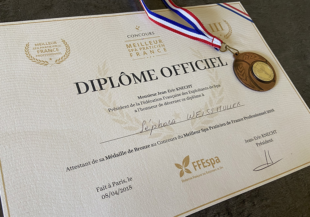 Diplôme Meilleur Spa Praticien France - Sephora Weissmuller