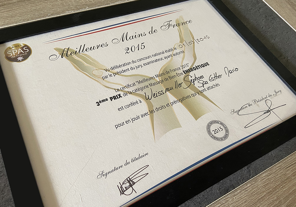 Diplôme Meilleures Mains de France - Sephora Weissmuller